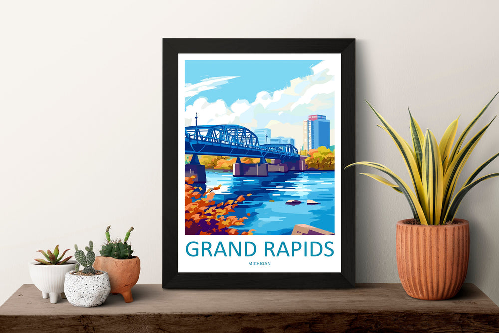 Grand Rapids Travel Print Wall Art Grand Rapids Wall Hanging Home Décor Grand Rapids Gift Art Lovers Michigan Art Lover Gift