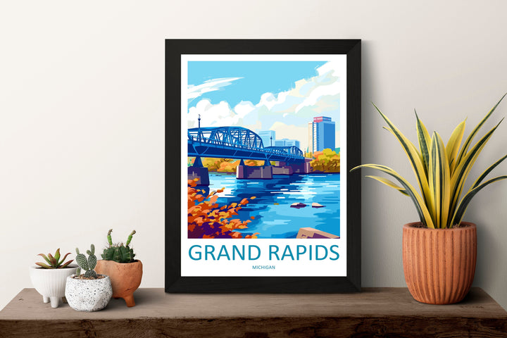 Grand Rapids Travel Print Wall Art Grand Rapids Wall Hanging Home Décor Grand Rapids Gift Art Lovers Michigan Art Lover Gift