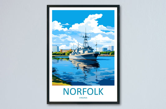 Norfolk Travel Print Wall Art Norfolk Wall Hanging Home Décor Norfolk Gift Art Lovers Virginia Art Lover Gift