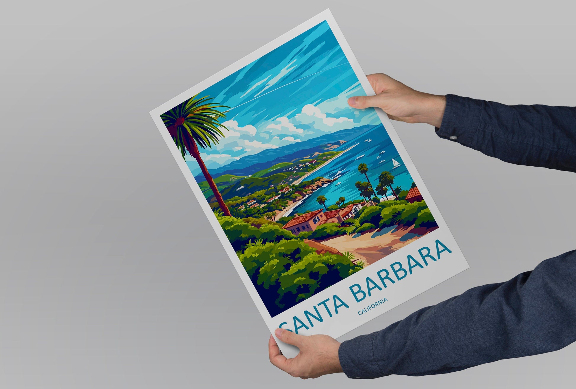 Santa Barbara Travel Print Wall Art Santa Barbara Wall Hanging Home Décor Santa Barbara Gift Art Lovers California Art Lover Gift