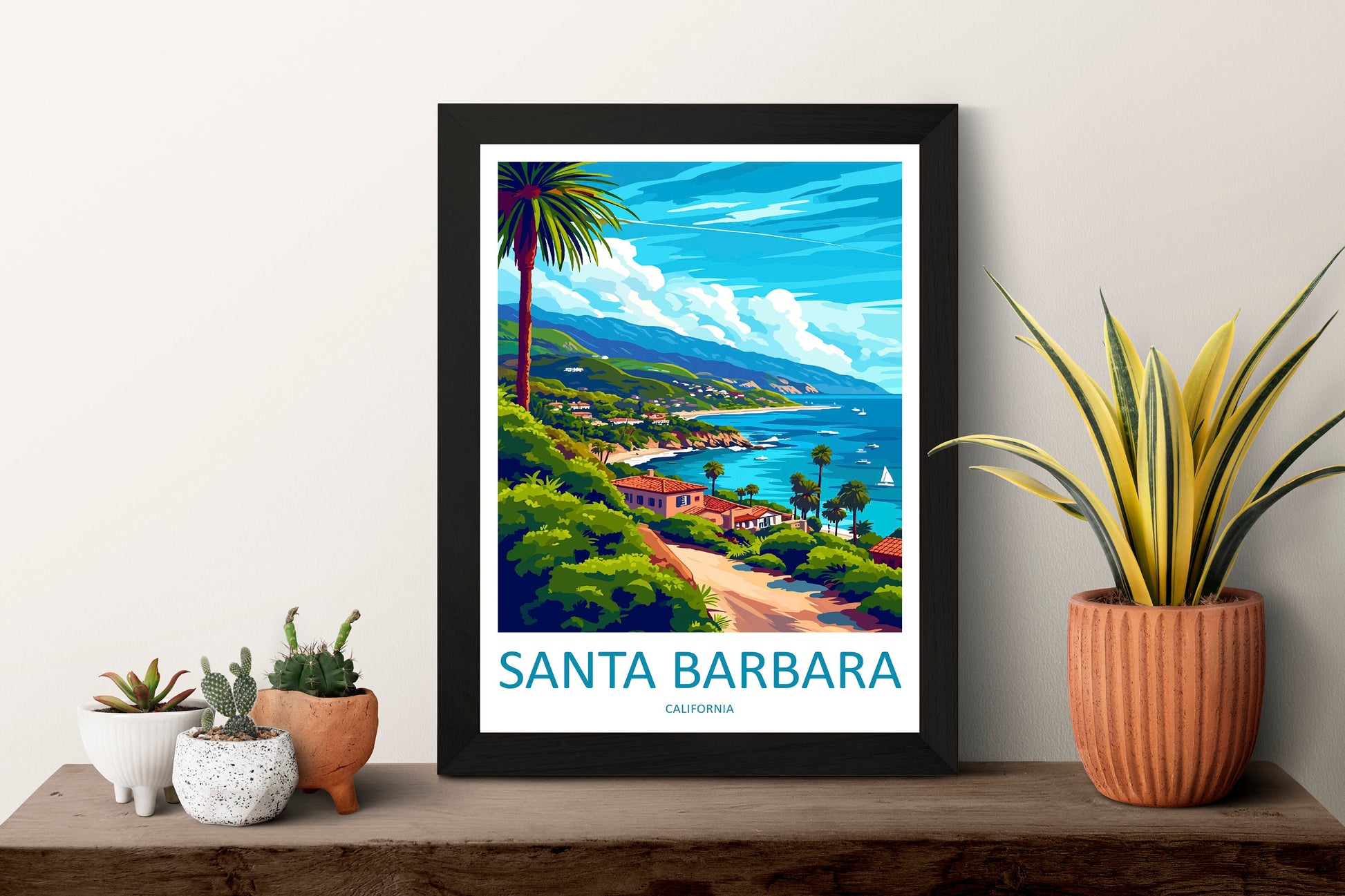 Santa Barbara Travel Print Wall Art Santa Barbara Wall Hanging Home Décor Santa Barbara Gift Art Lovers California Art Lover Gift