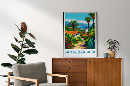 Santa Barbara Travel Print Wall Art Santa Barbara Wall Hanging Home Décor Santa Barbara Gift Art Lovers California Art Lover Gift