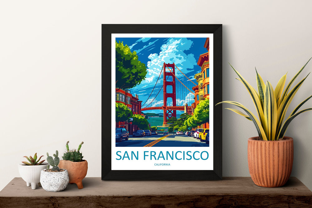 San Francisco Golden Gate Travel Print Wall Art San Francisco Wall Hanging Home Décor San Francisco Gift Art Lovers California Art Lover