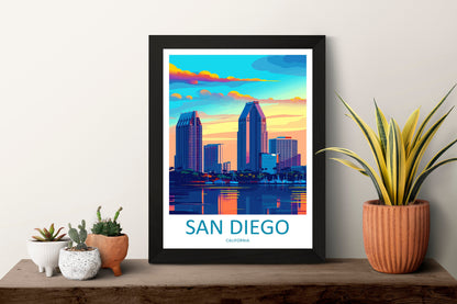 San Diego Travel Print Wall Art San Diego Wall Hanging Home Décor San Diego Gift Art Lovers California Art Lover Gift San Diego Poster