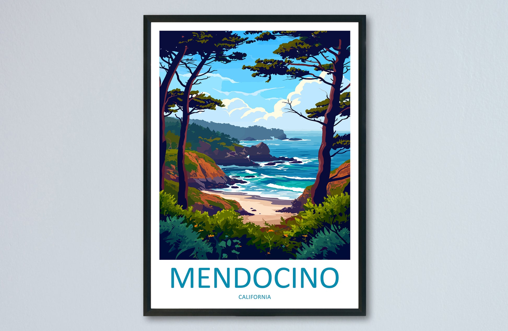Mendocino Travel Print Wall Art Mendocino Wall Hanging Home Décor Mendocino Gift Art Lovers California Art Lover Gift Mendocino Art Print