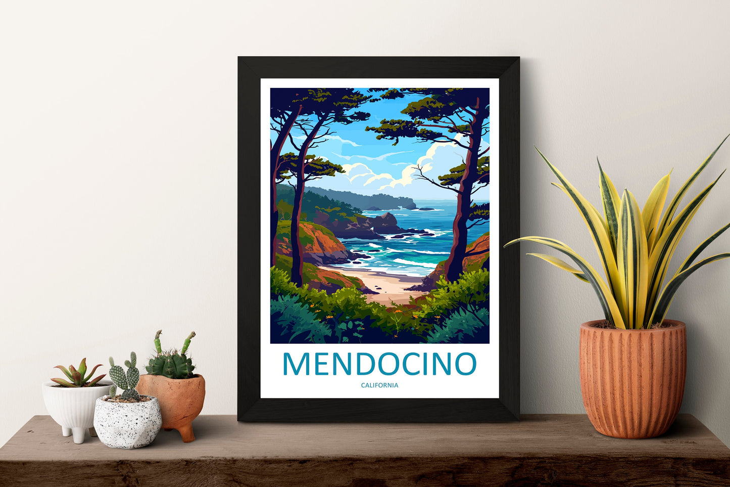 Mendocino Travel Print Wall Art Mendocino Wall Hanging Home Décor Mendocino Gift Art Lovers California Art Lover Gift Mendocino Art Print
