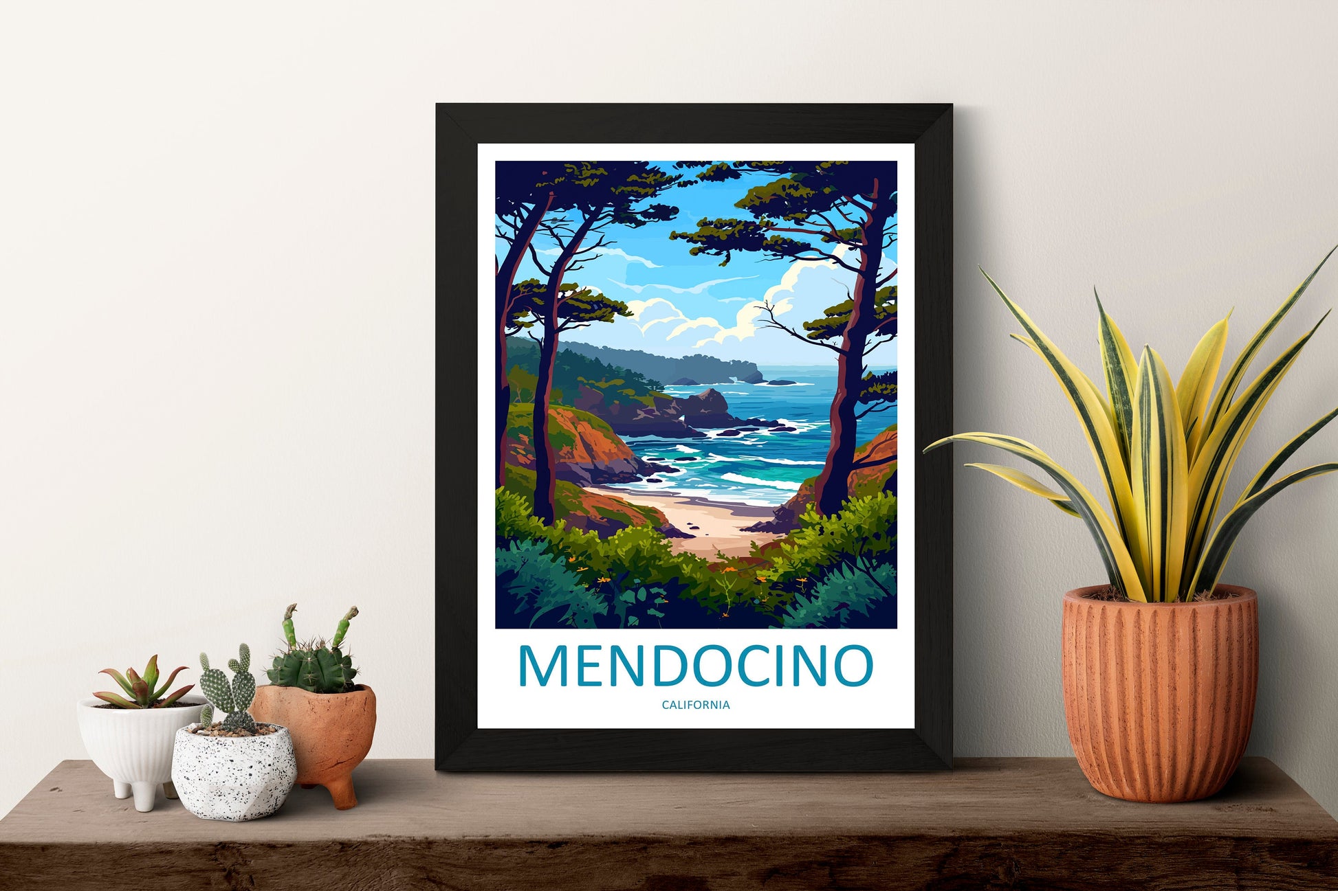 Mendocino Travel Print Wall Art Mendocino Wall Hanging Home Décor Mendocino Gift Art Lovers California Art Lover Gift Mendocino Art Print
