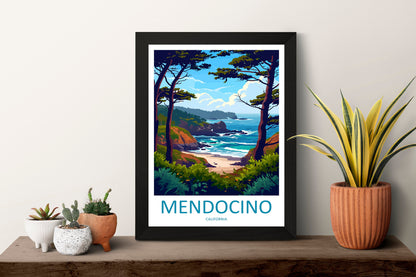 Mendocino Travel Print Wall Art Mendocino Wall Hanging Home Décor Mendocino Gift Art Lovers California Art Lover Gift Mendocino Art Print