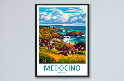 Mendocino Travel Print Wall Art Mendocino Wall Hanging Home Décor Mendocino Gift Art Lovers California Art Lover Gift Mendocino Art Print
