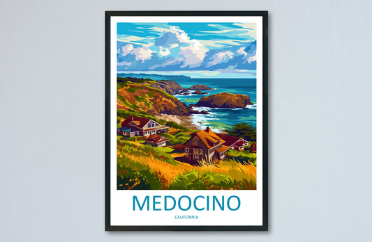 Mendocino Travel Print Wall Art Mendocino Wall Hanging Home Décor Mendocino Gift Art Lovers California Art Lover Gift Mendocino Art Print
