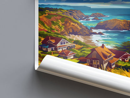 Mendocino Travel Print Wall Art Mendocino Wall Hanging Home Décor Mendocino Gift Art Lovers California Art Lover Gift Mendocino Art Print