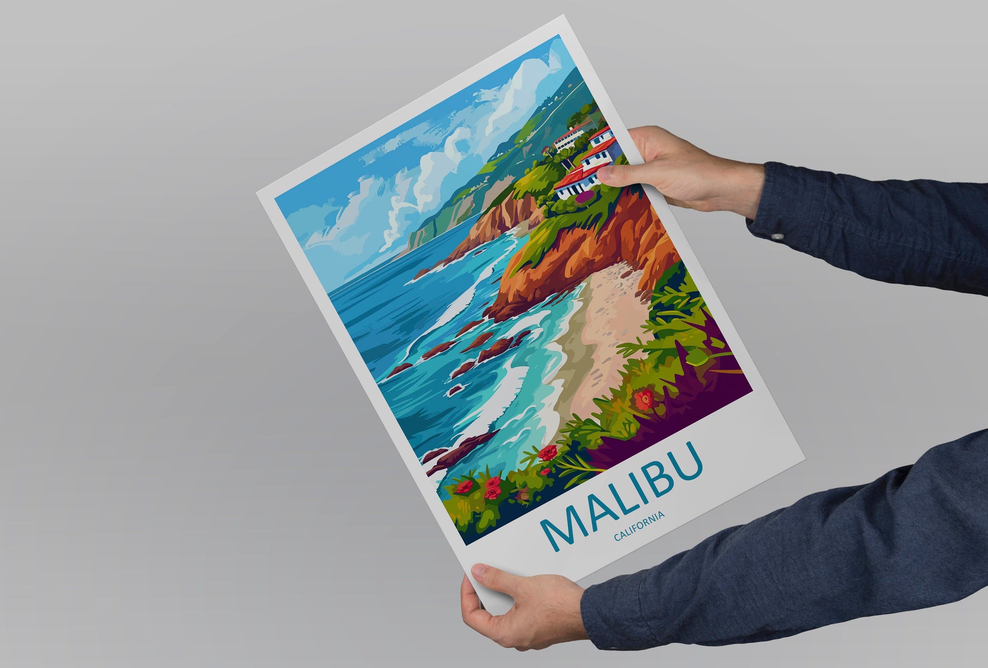 Malibu Travel Print Wall Art Malibu Wall Hanging Home Décor Malibu Gift Art Lovers California Art Lover Gift Malibu Decor