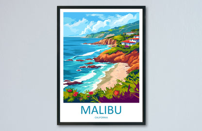 Malibu Travel Print Wall Art Malibu Wall Hanging Home Décor Malibu Gift Art Lovers California Art Lover Gift Malibu Decor