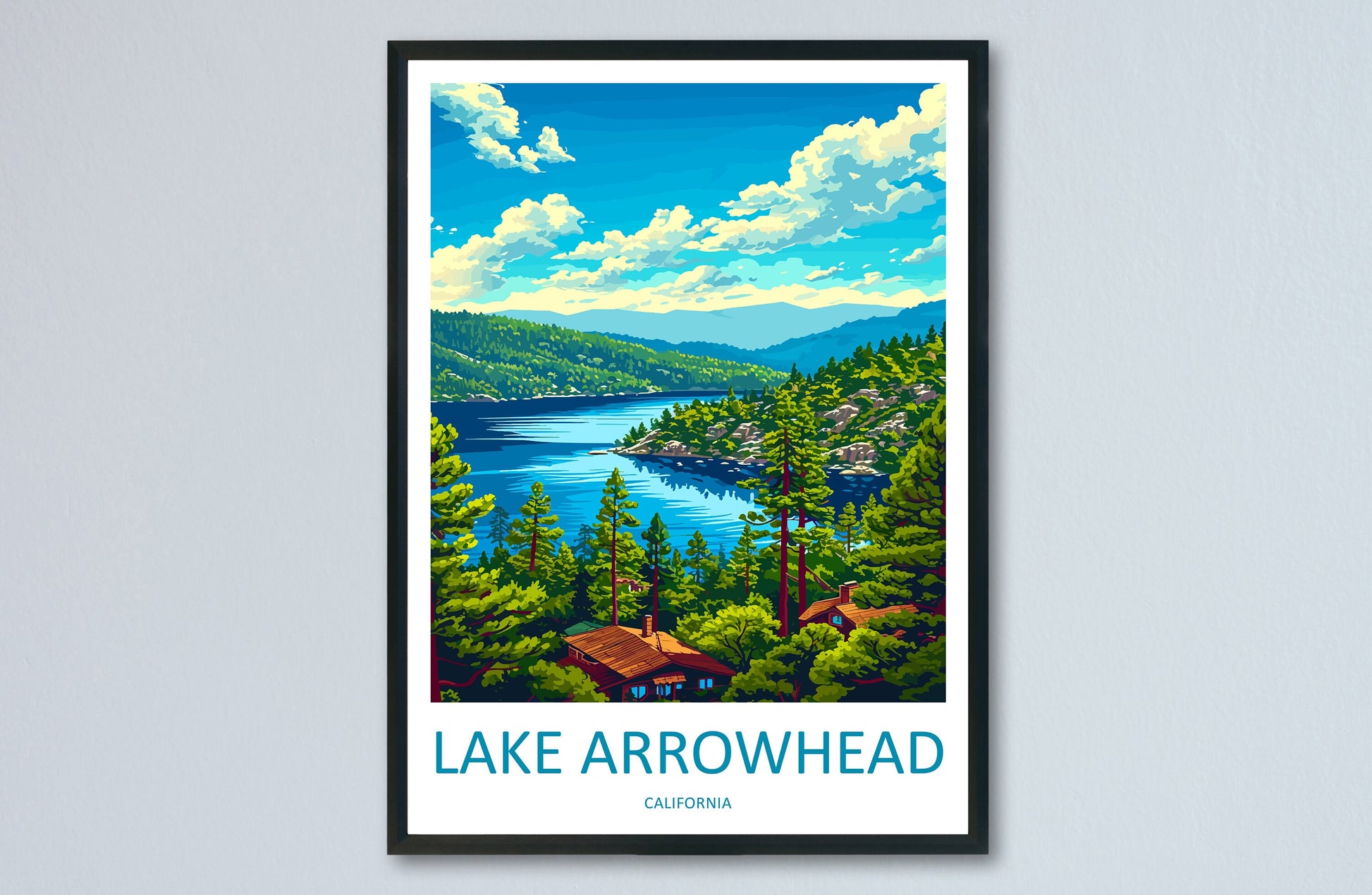 Lake Arrowhead Travel Print Wall Art Lake Arrowhead Wall Hanging Home Décor Lake Arrowhead Gift Art Lovers California Art Lover Gift