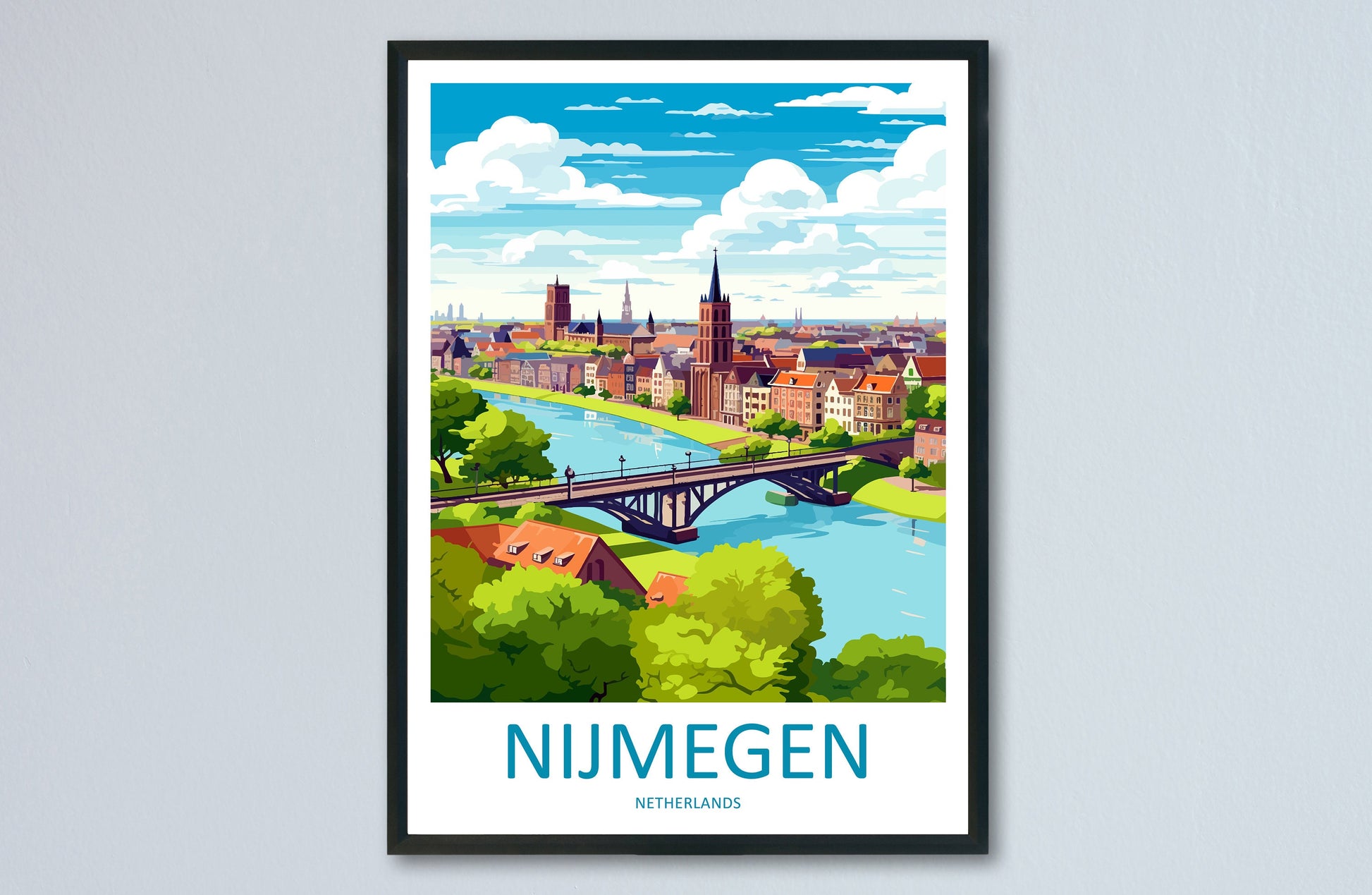 Nijmegen Travel Print Wall Art Nijmegen Wall Hanging Home Décor Nijmegen Gift Art Lovers Netherlands Art Lover Gift Nijmegen Travel Wall Art