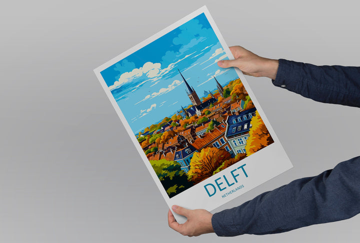 Delft Travel Print Delft Home Décor Delft Art Print Delft Wall Print For Netherlands Delft Gift For Delft Wall Art Netherlands Art Print