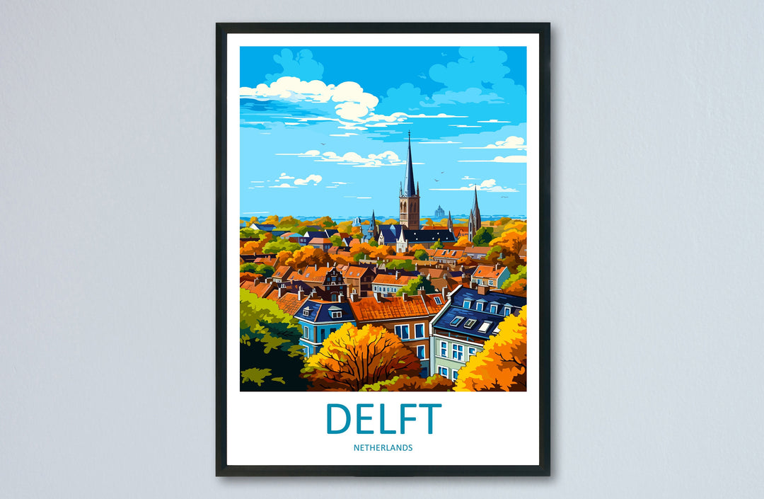 Delft Travel Print Delft Home Décor Delft Art Print Delft Wall Print For Netherlands Delft Gift For Delft Wall Art Netherlands Art Print