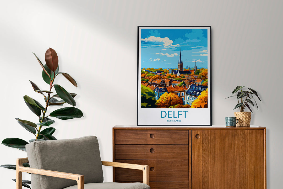 Delft Travel Print Delft Home Décor Delft Art Print Delft Wall Print For Netherlands Delft Gift For Delft Wall Art Netherlands Art Print