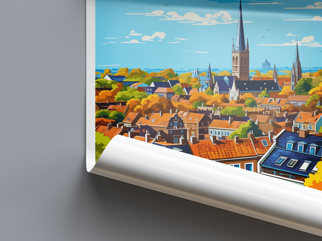 Delft Travel Print Delft Home Décor Delft Art Print Delft Wall Print For Netherlands Delft Gift For Delft Wall Art Netherlands Art Print