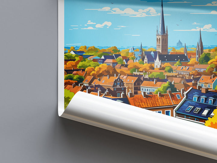 Delft Travel Print Delft Home Décor Delft Art Print Delft Wall Print For Netherlands Delft Gift For Delft Wall Art Netherlands Art Print