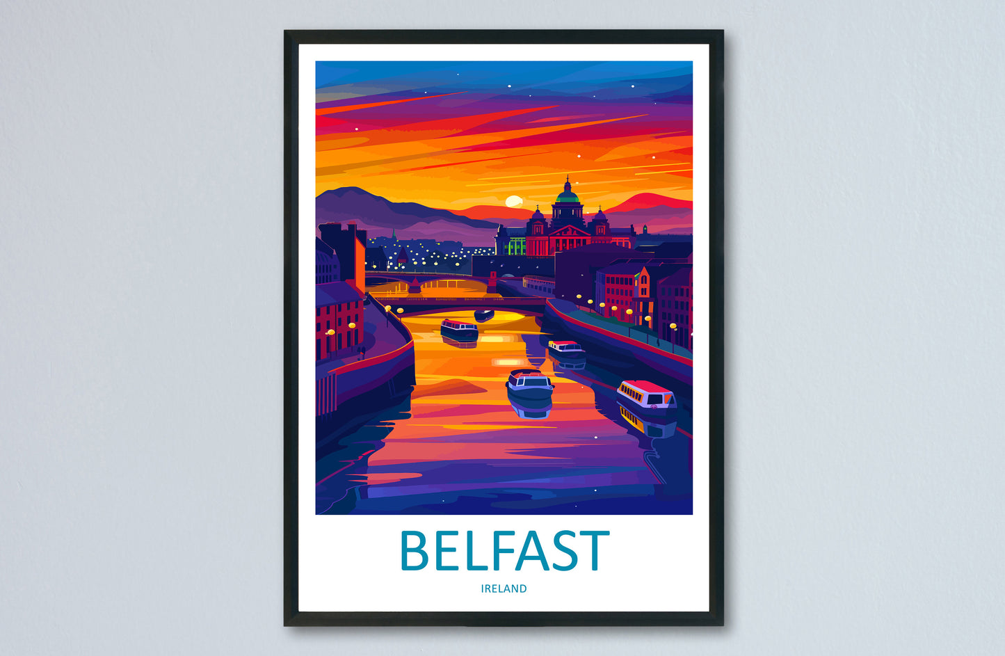Belfast Travel Print Wall Art Belfast Wall Hanging Home Décor Belfast Gift Art Lovers Ireland Art Lover Gift Belfast Travel Art Gift