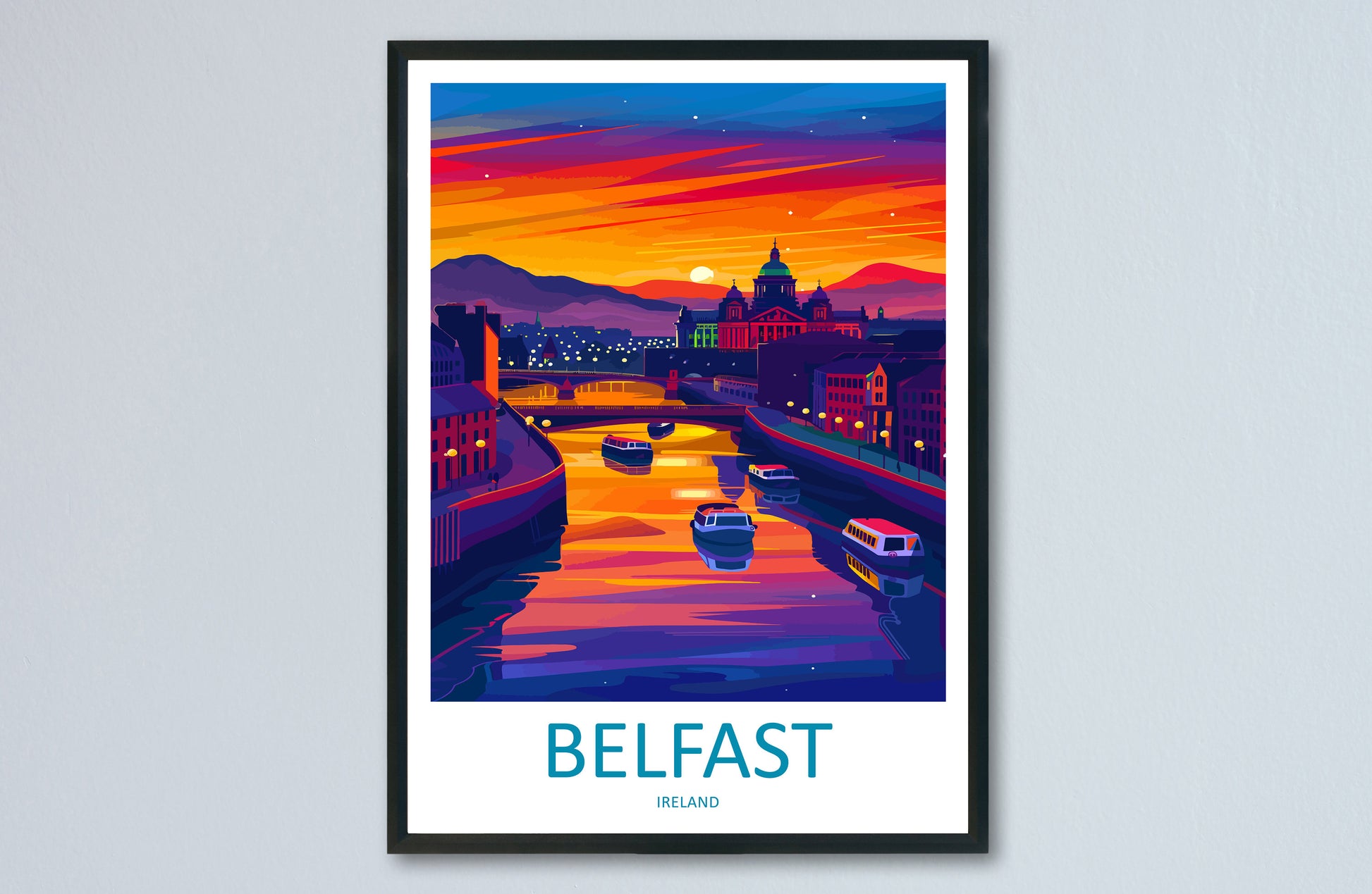 Belfast Travel Print Wall Art Belfast Wall Hanging Home Décor Belfast Gift Art Lovers Ireland Art Lover Gift Belfast Travel Art Gift
