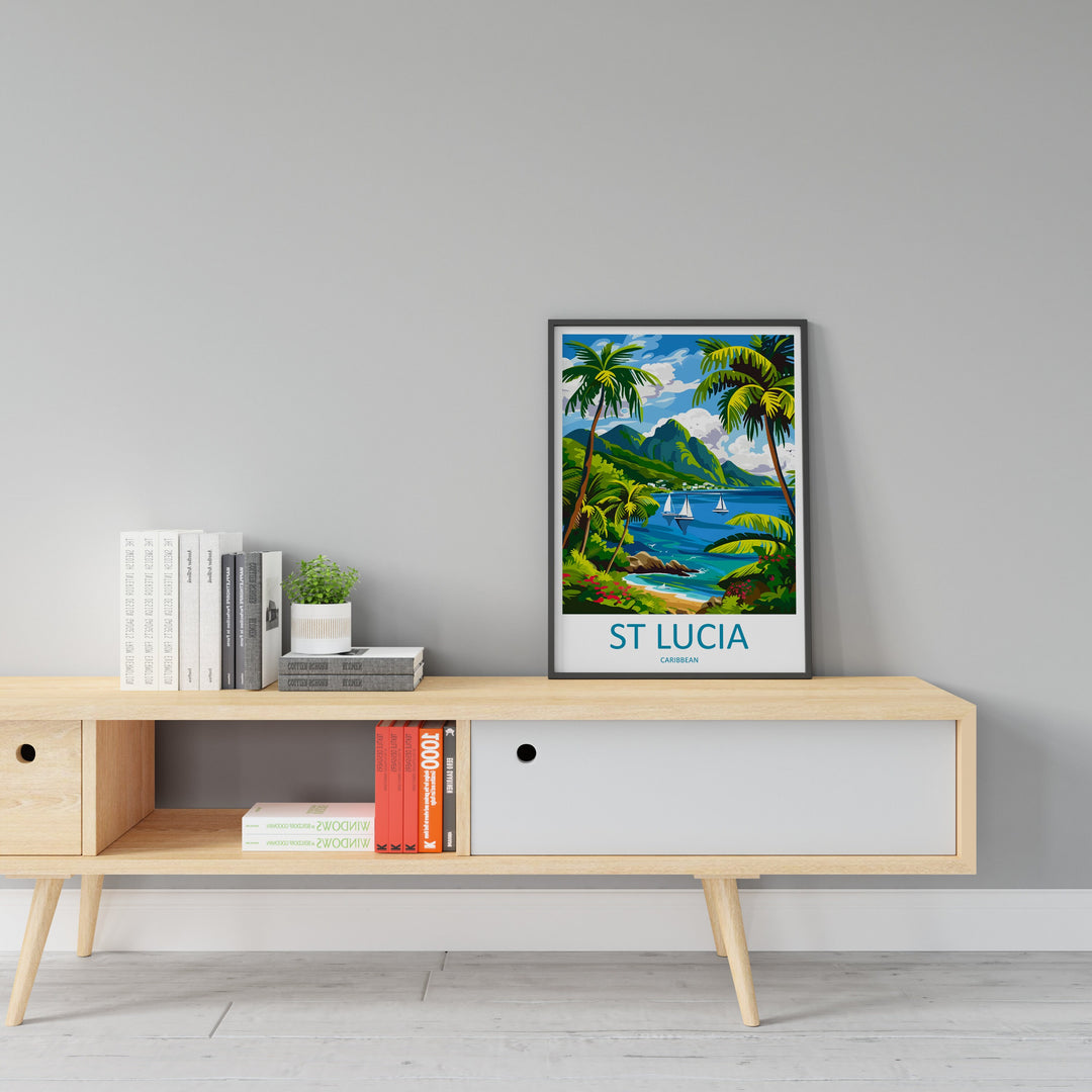 Saint Lucia Travel Print Wall Art Saint Lucia Wall Hanging Home Décor Saint Lucia Gift Art Lovers Wall Art Caribbean Travel Print Poster