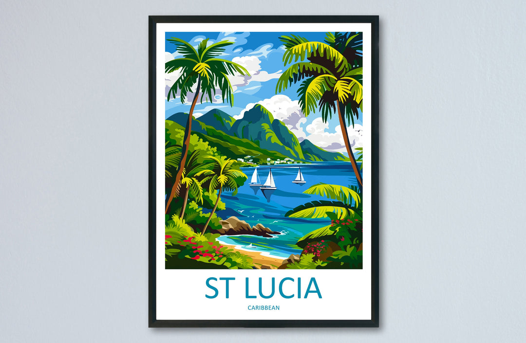 Saint Lucia Travel Print Wall Art Saint Lucia Wall Hanging Home Décor Saint Lucia Gift Art Lovers Wall Art Caribbean Travel Print Poster