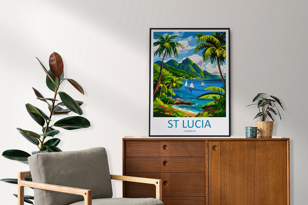 Saint Lucia Travel Print Wall Art Saint Lucia Wall Hanging Home Décor Saint Lucia Gift Art Lovers Wall Art Caribbean Travel Print Poster