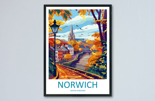 Norwich Travel Print Wall Art Norwich Wall Hanging Home Décor Norwich Gift Art Lovers England Art Lover Gift Norwich Travel Gift