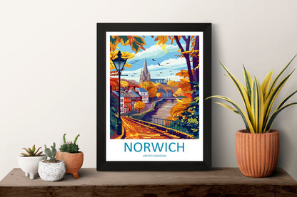 Norwich Travel Print Wall Art Norwich Wall Hanging Home Décor Norwich Gift Art Lovers England Art Lover Gift Norwich Travel Gift
