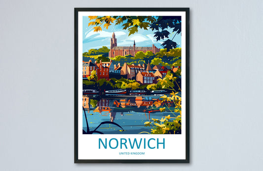 Norwich Travel Print Wall Art Norwich Wall Hanging Home Décor Norwich Gift Art Lovers England Art Lover Gift Norwich Travel Gift