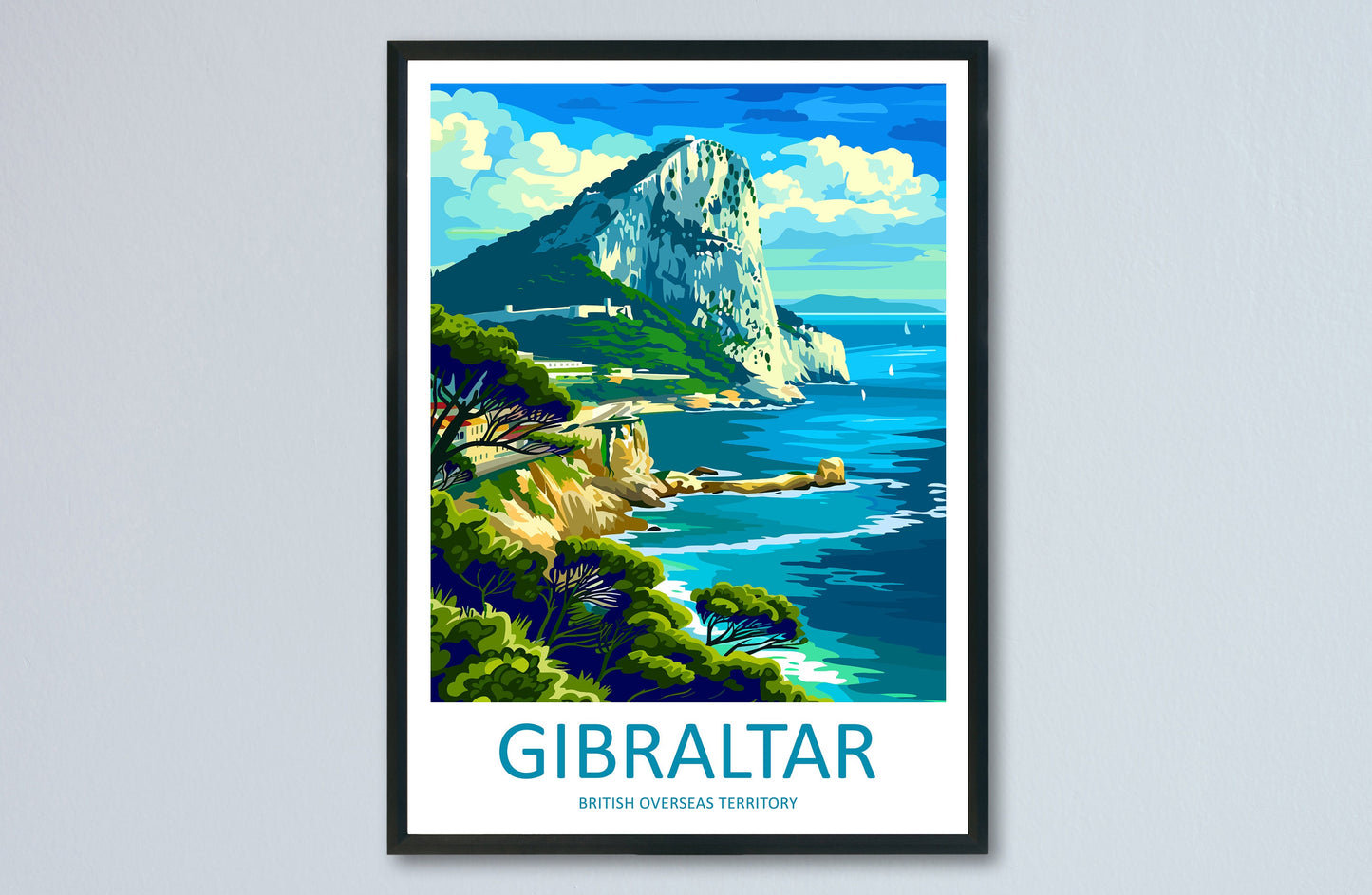 Gibraltar Travel Print Gibraltar Home Décor Overseas territory Art Print British Overseas Territory Gibraltar Wall Print Gift