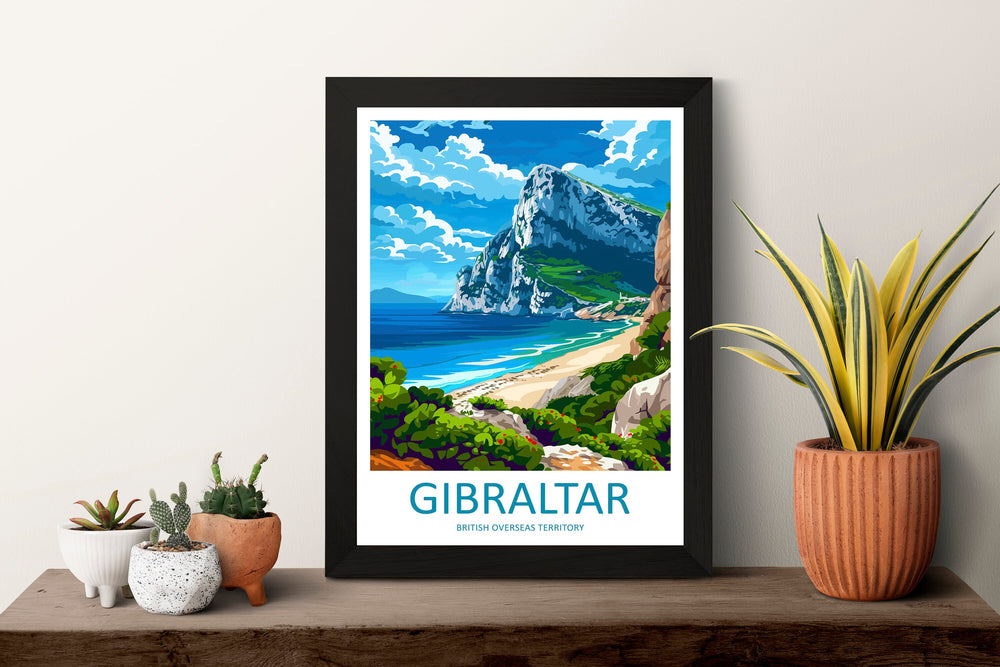 Gibraltar Travel Print Gibraltar Home Décor Overseas territory Art Print British Overseas Territory Gibraltar Wall Print Gift