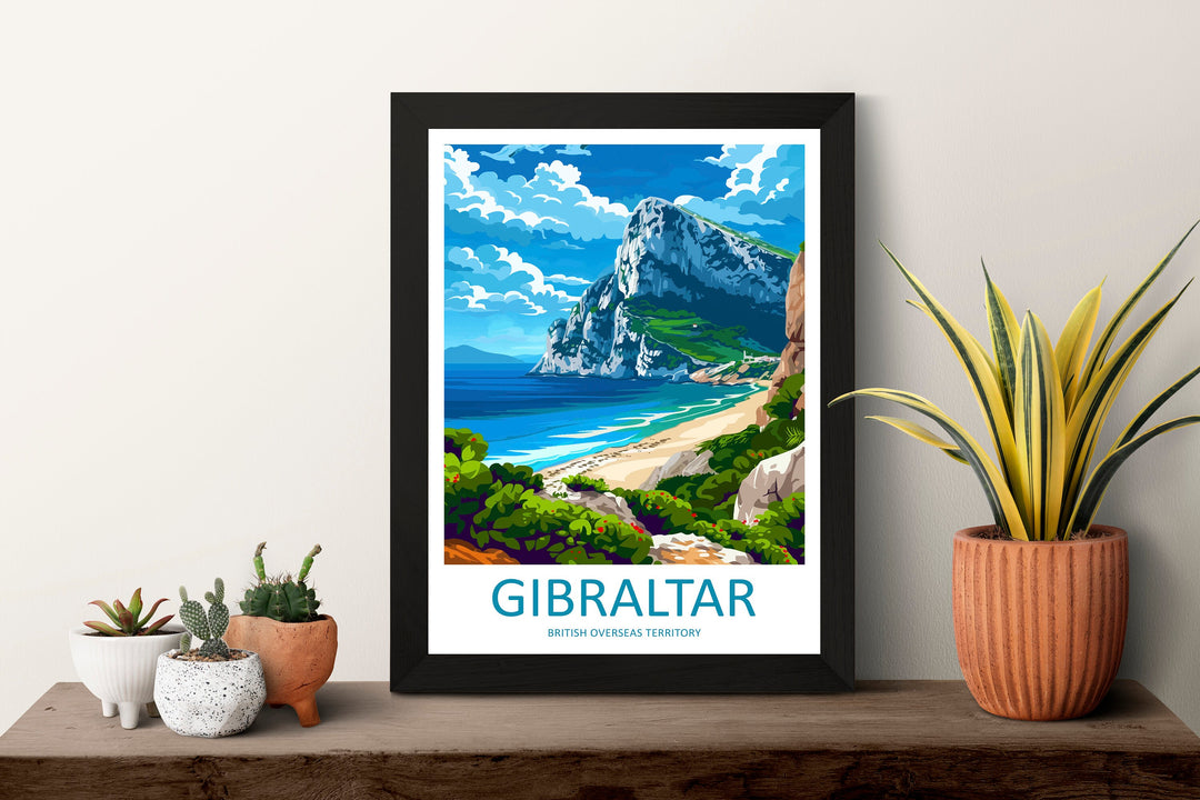 Gibraltar Travel Print Gibraltar Home Décor Overseas territory Art Print British Overseas Territory Gibraltar Wall Print Gift
