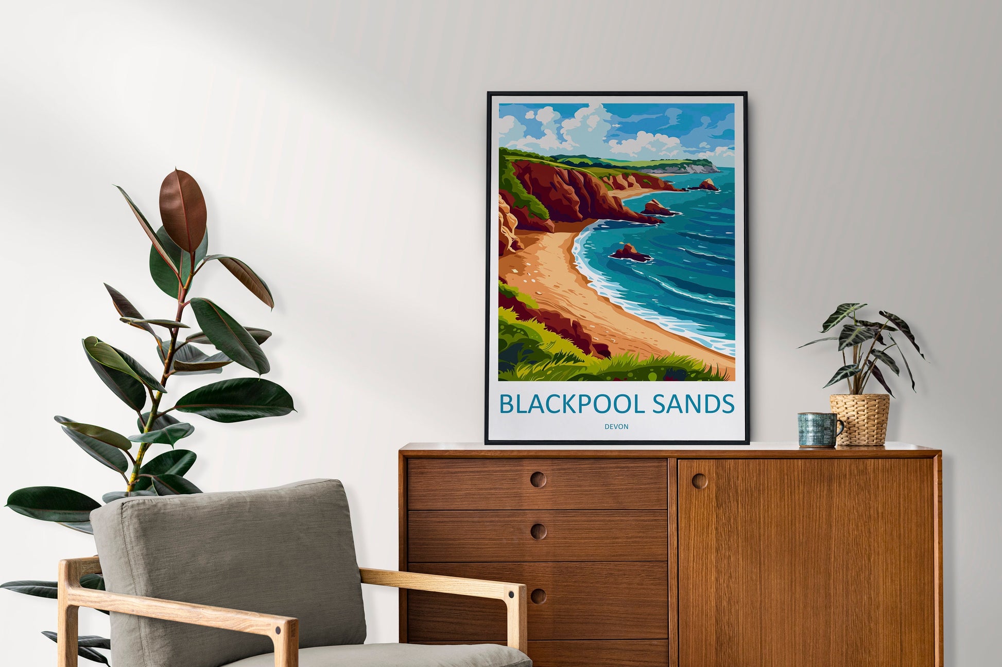 Blackpool Sands Travel Print Wall Art Blackpool Sands Wall Hanging Home Decor Blackpool Sands Gift Art Lovers Wall Art Devon Travel Art