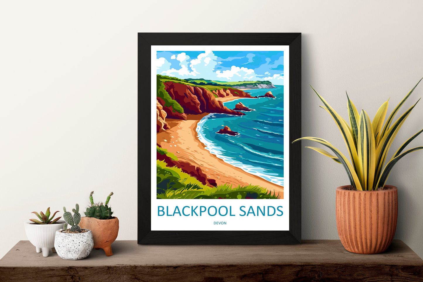 Blackpool Sands Travel Print Wall Art Blackpool Sands Wall Hanging Home Decor Blackpool Sands Gift Art Lovers Wall Art Devon Travel Art