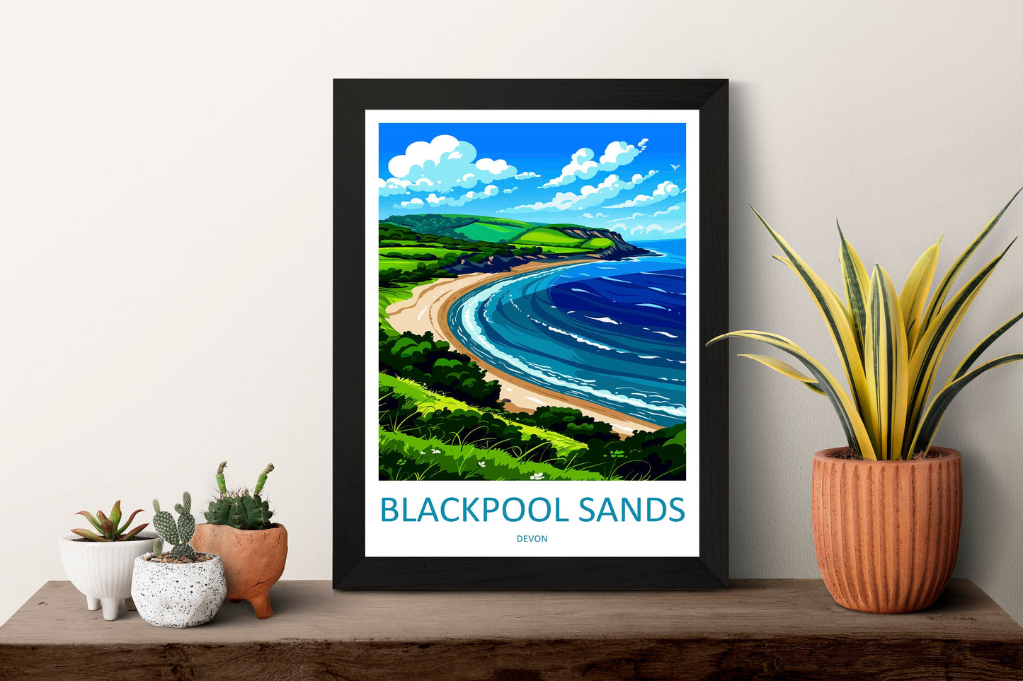 Blackpool Sands Travel Print Wall Art Blackpool Sands Wall Hanging Home Decor Blackpool Sands Gift Art Lovers Wall Art Devon Travel Art