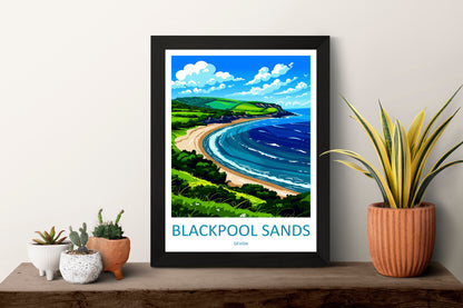 Blackpool Sands Travel Print Wall Art Blackpool Sands Wall Hanging Home Decor Blackpool Sands Gift Art Lovers Wall Art Devon Travel Art
