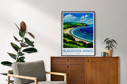 Blackpool Sands Travel Print Wall Art Blackpool Sands Wall Hanging Home Decor Blackpool Sands Gift Art Lovers Wall Art Devon Travel Art