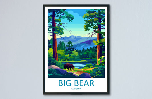 Big Bear Lake Travel Print Wall Art Big Bear Lake Wall Hanging Home Décor Big Bear Lake Gift Art Lovers California Art Lover Gift Lake Art
