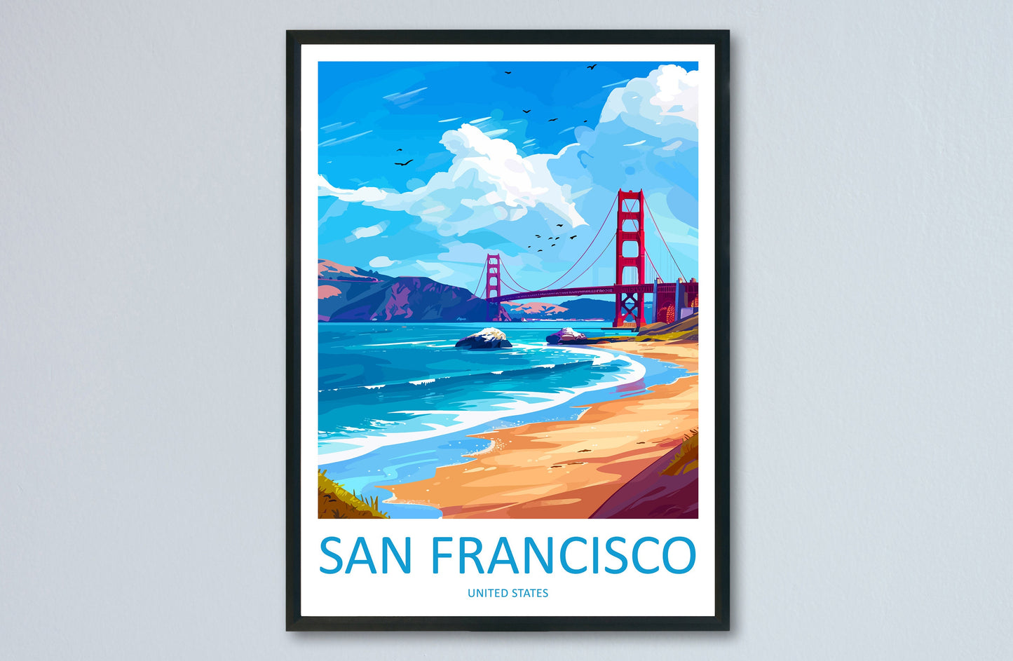 San Francisco Golden Gate Travel Print Wall Art San Francisco Wall Hanging Home Décor San Francisco Gift Art Lovers California Art Lover
