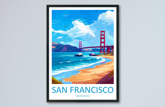 San Francisco Golden Gate Travel Print Wall Art San Francisco Wall Hanging Home Décor San Francisco Gift Art Lovers California Art Lover