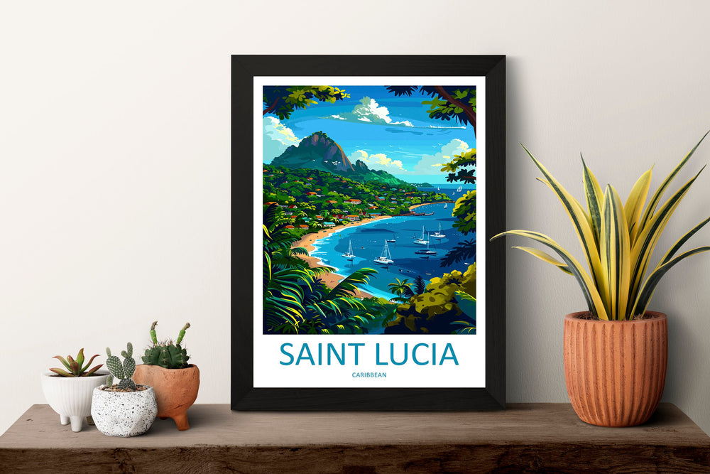 Saint Lucia Travel Print Wall Art Saint Lucia Wall Hanging Home Décor Saint Lucia Gift Art Lovers Wall Art Caribbean Travel Print Poster