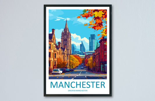 Manchester Travel Print Wall Art Manchester Wall Hanging Home Décor Manchester Gift Art Lovers England Art Lover Gift Manchester Travel Art