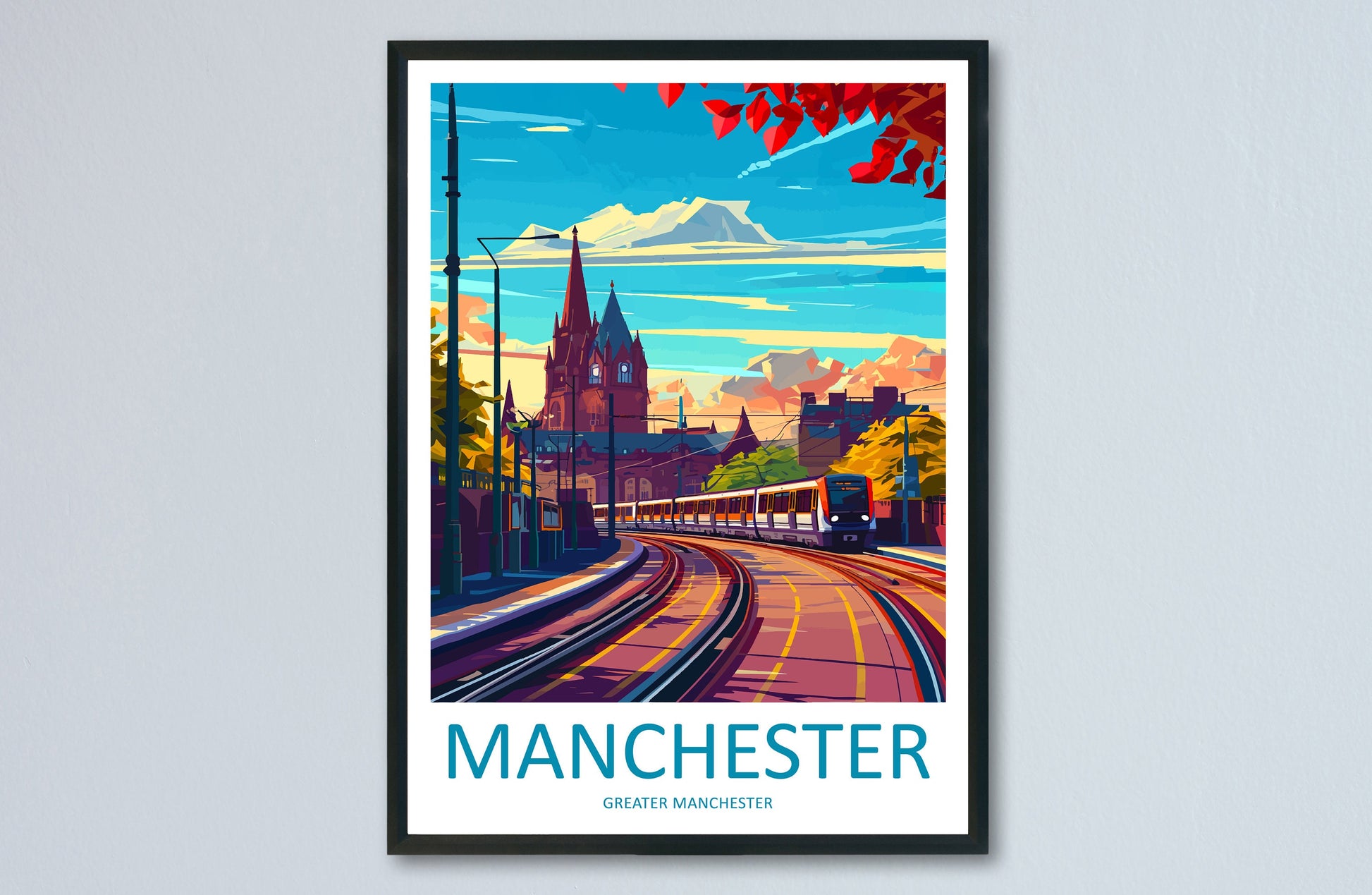 Manchester Travel Print Wall Art Manchester Wall Hanging Home Décor Manchester Gift Art Lovers England Art Lover Gift Manchester Travel Art