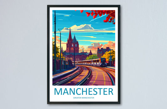 Manchester Travel Print Wall Art Manchester Wall Hanging Home Décor Manchester Gift Art Lovers England Art Lover Gift Manchester Travel Art
