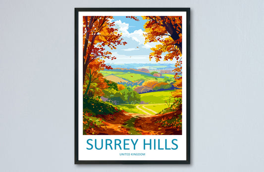 Surrey Hills Travel Print Wall Art Surrey Hills Wall Hanging Home Decoration Surrey Hills Gift Art Lovers Wall Art Print Art Surrey Hills