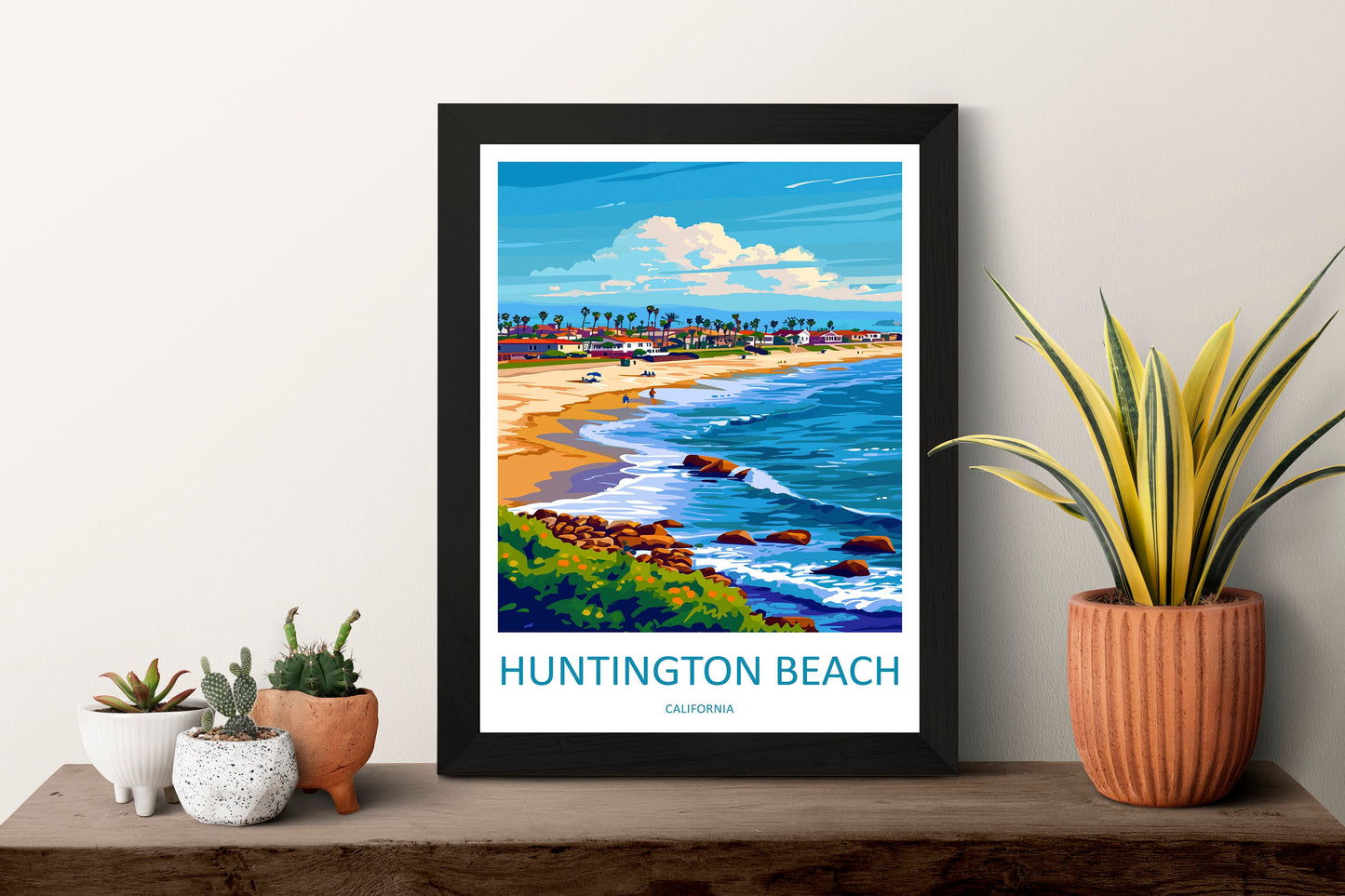 Huntington Beach Travel Print Wall Art Huntington Beach Wall Hanging Home Décor Huntington Beach Gift Art Lovers California Art Lover Gift
