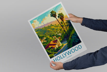 Hollywood Travel Print Wall Art Hollywood Wall Hanging Home Décor Hollywood Gift Art Lovers California Art Lover Gift Hollywood Hills
